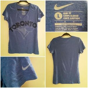 Nike Womens(L) MLB Toronto Blue Jay Vneck Teeshirt